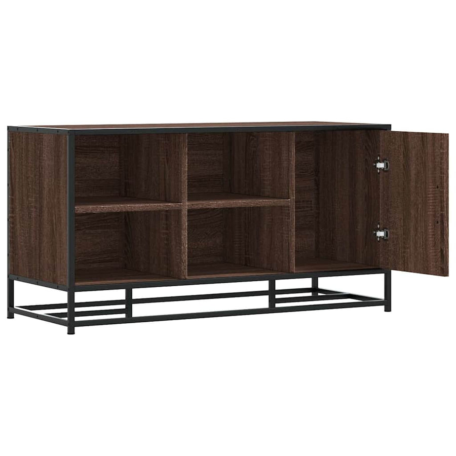 Schoenenbank 100x40x53,5 cm bewerkt hout en metaal bruin eiken
