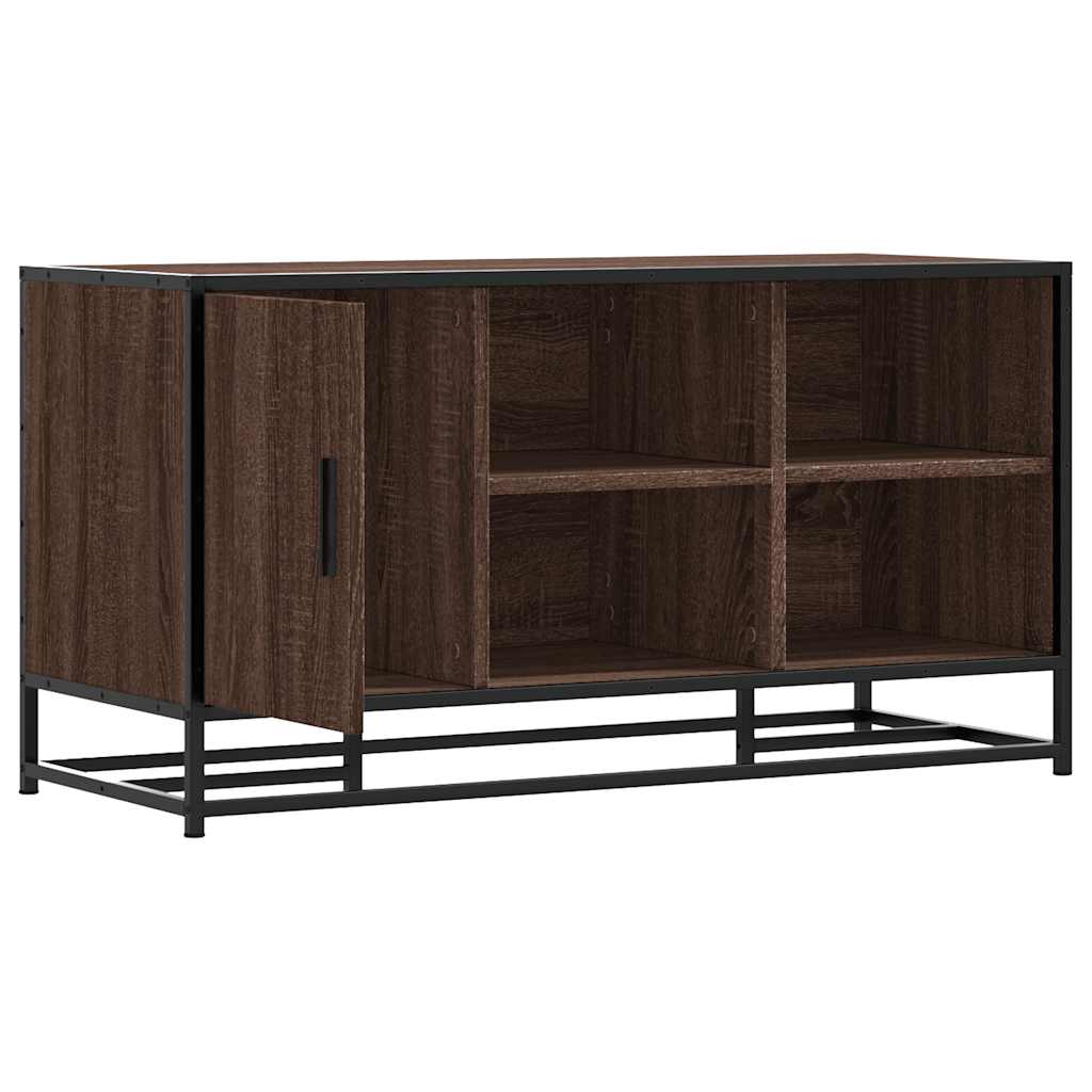 Schoenenbank 100x40x53,5 cm bewerkt hout en metaal bruin eiken