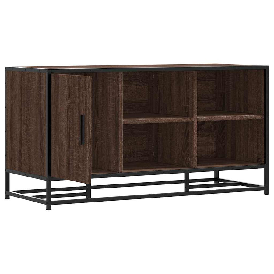 Schoenenbank 100x40x53,5 cm bewerkt hout en metaal bruin eiken