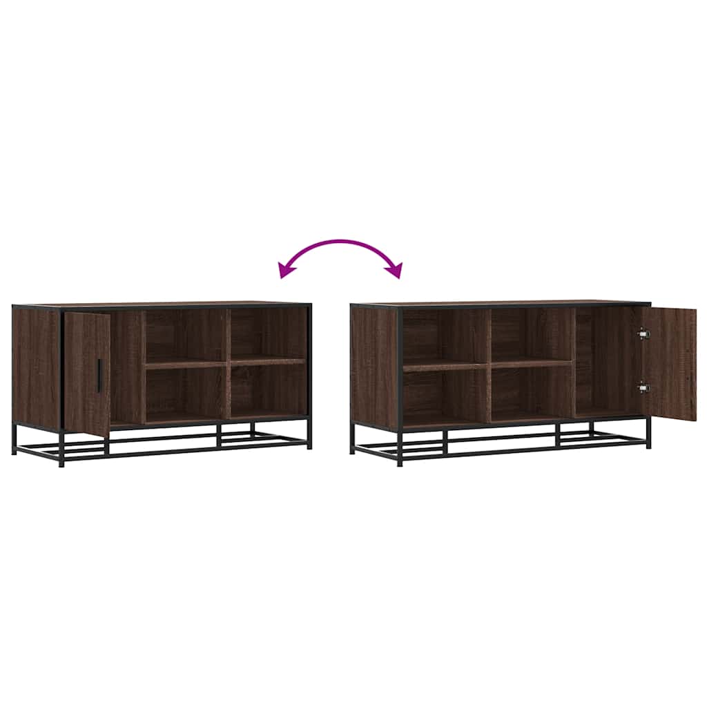 Schoenenbank 100x40x53,5 cm bewerkt hout en metaal bruin eiken