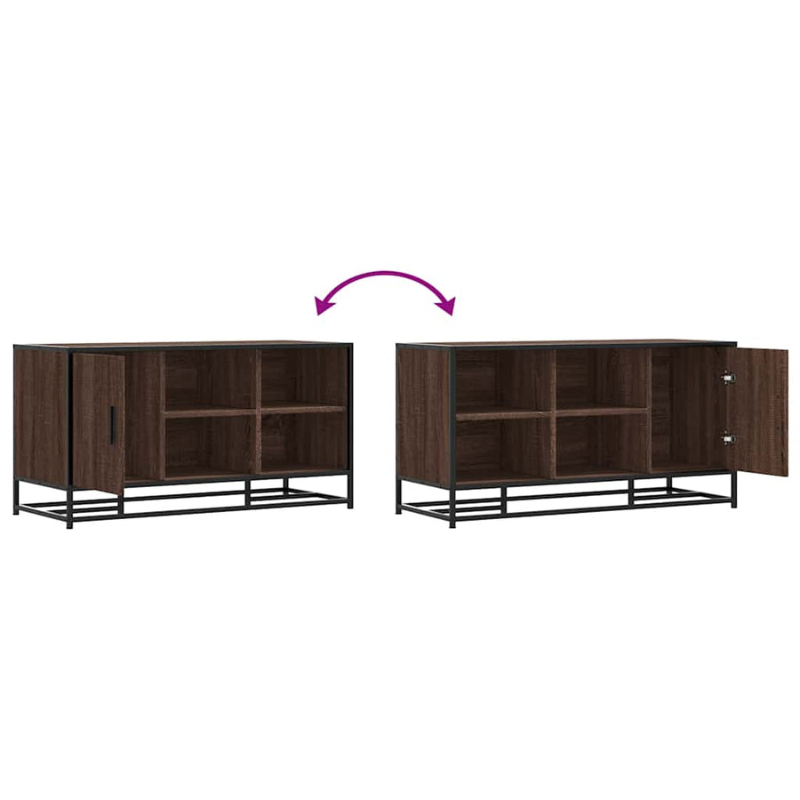 Schoenenbank 100x40x53,5 cm bewerkt hout en metaal bruin eiken
