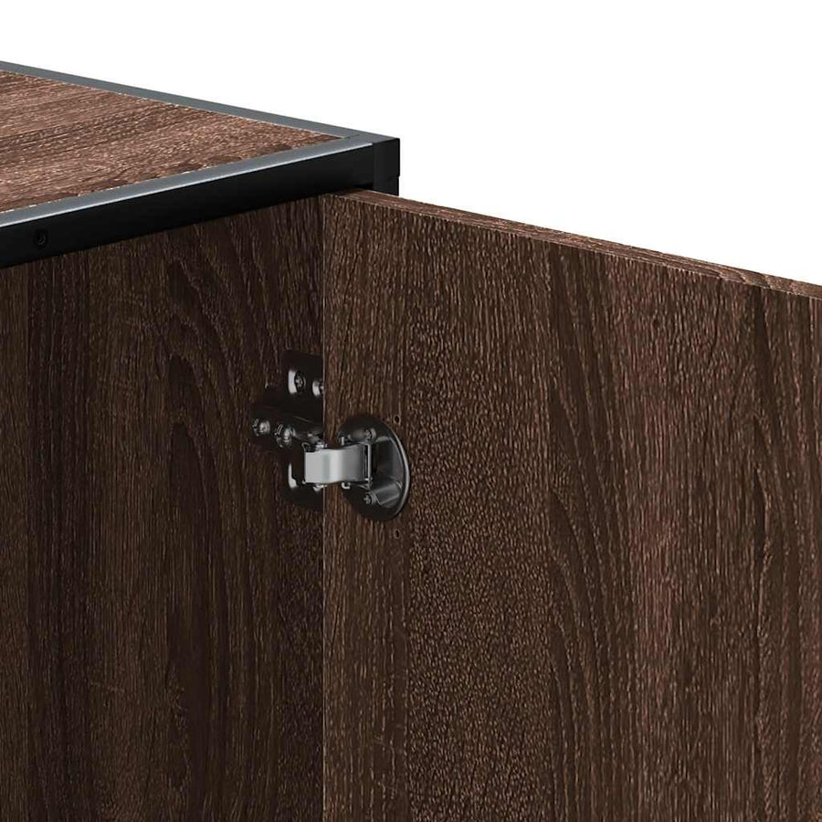 Schoenenbank 100x40x53,5 cm bewerkt hout en metaal bruin eiken