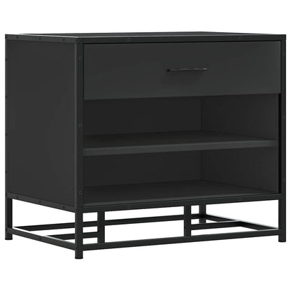 Schoenenbank 60x40x53,5 cm bewerkt hout en metaal zwart