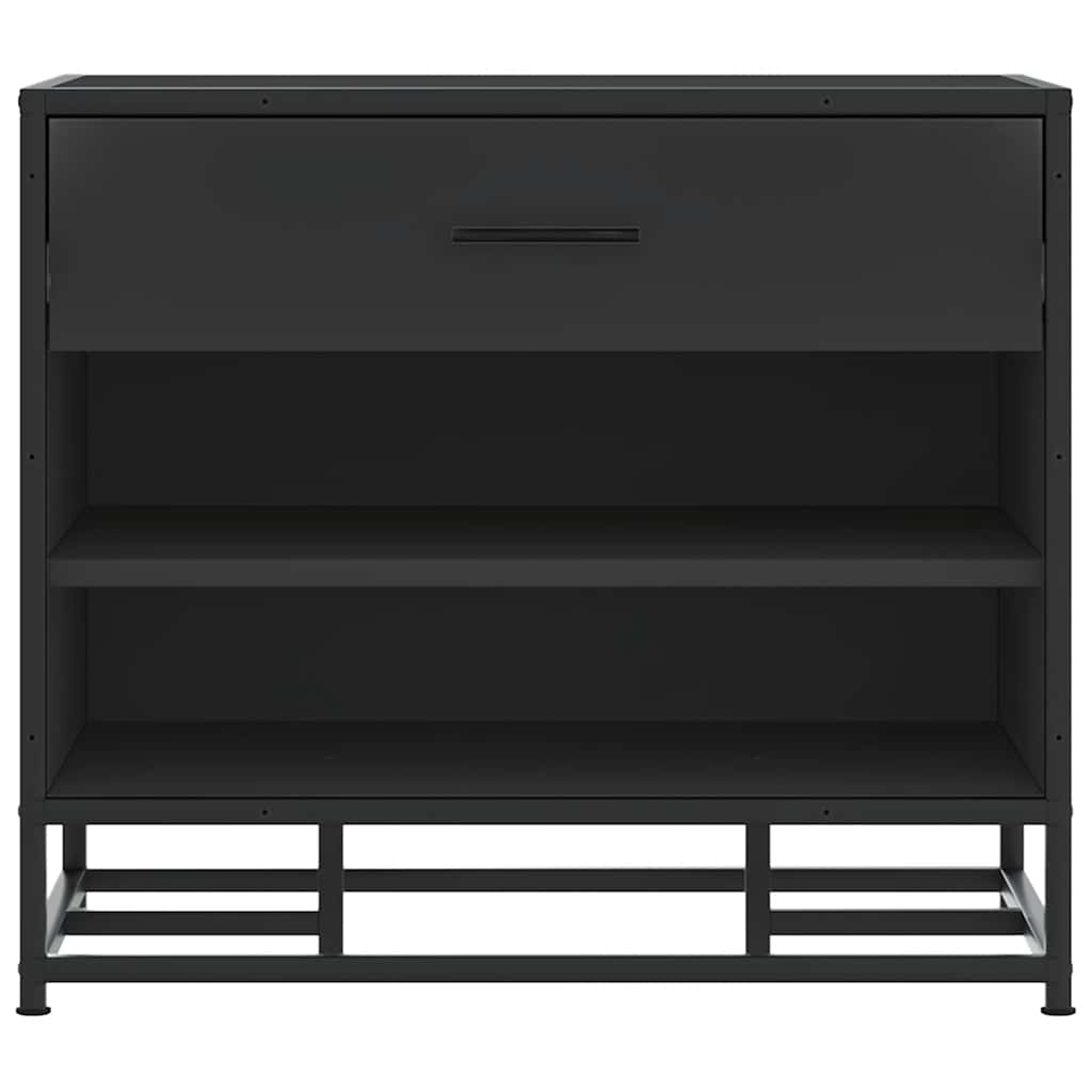 Schoenenbank 60x40x53,5 cm bewerkt hout en metaal zwart