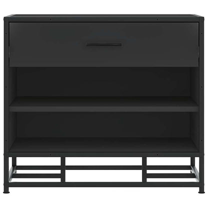Schoenenbank 60x40x53,5 cm bewerkt hout en metaal zwart