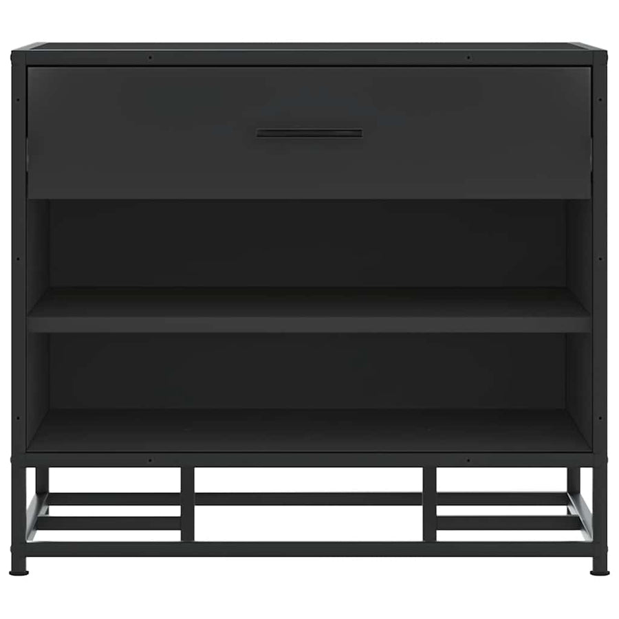 Schoenenbank 60x40x53,5 cm bewerkt hout en metaal zwart