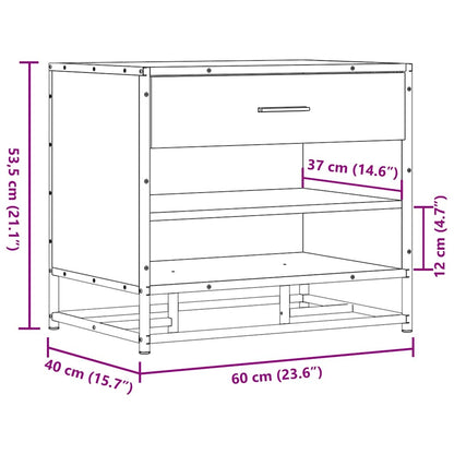 Schoenenbank 60x40x53,5 cm bewerkt hout en metaal sonoma eiken