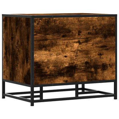 Schoenenbank 60x40x53,5 cm bewerkt hout en metaal gerookt eiken