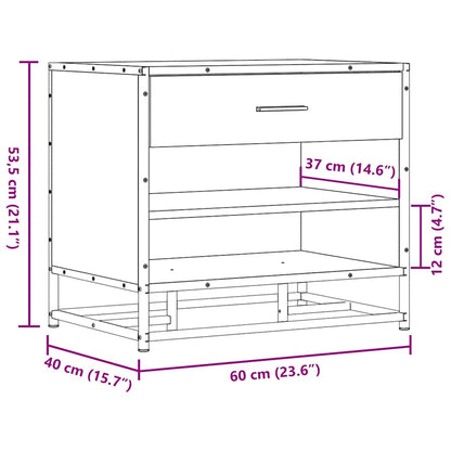 Schoenenbank 60x40x53,5 cm bewerkt hout en metaal grijs sonoma