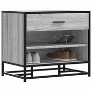 Schoenenbank 60x40x53,5 cm bewerkt hout metaal grijs sonoma