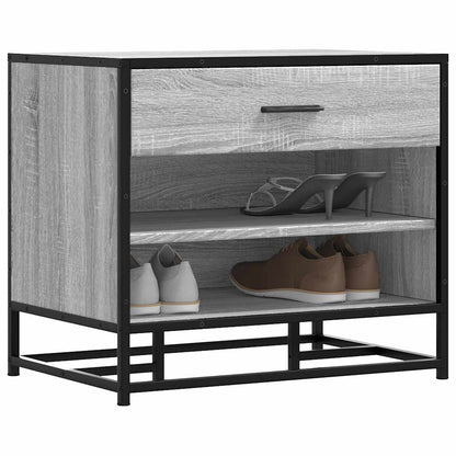 Schoenenbank 60x40x53,5 cm bewerkt hout en metaal grijs sonoma
