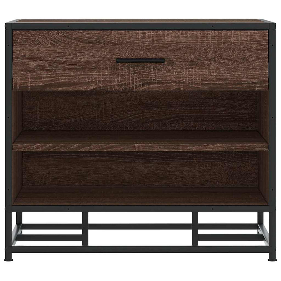Schoenenbank 60x40x53,5 cm bewerkt hout en metaal bruin eiken