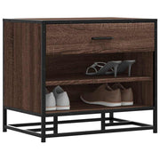 Schoenenbank 60x40x53,5 cm bewerkt hout metaal bruin eiken
