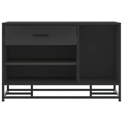Schoenenbank 80x40x53,5 cm bewerkt hout en metaal zwart