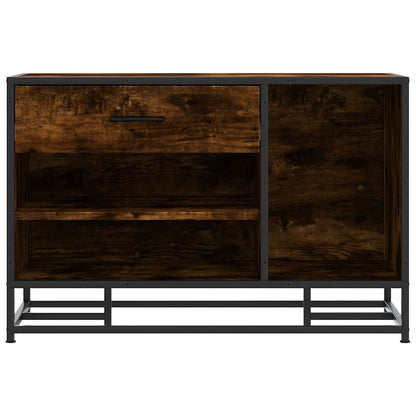 Schoenenbank 80x40x53,5 cm bewerkt hout en metaal gerookt eiken