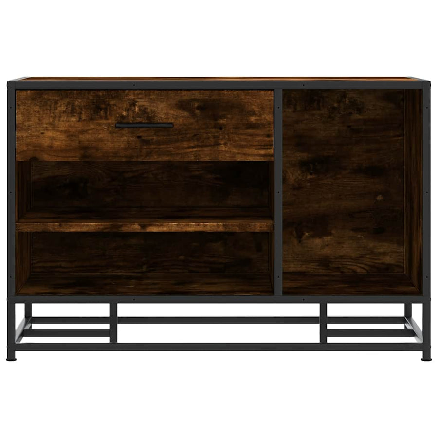 Schoenenbank 80x40x53,5 cm bewerkt hout en metaal gerookt eiken