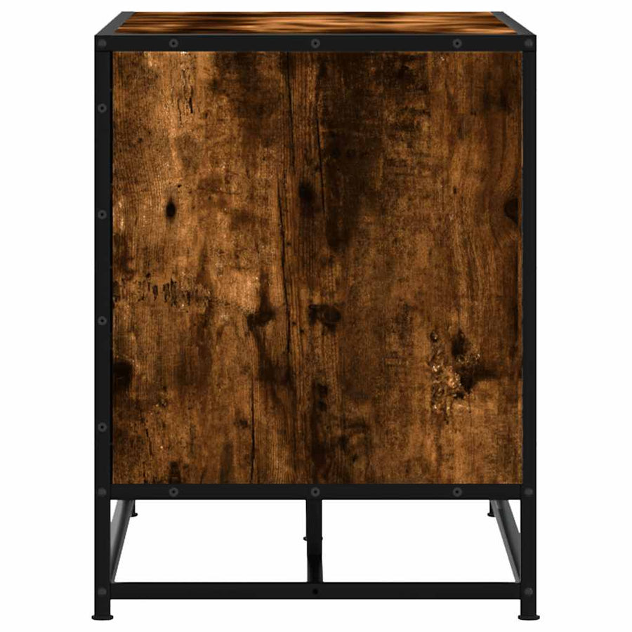 Schoenenbank 80x40x53,5 cm bewerkt hout en metaal gerookt eiken