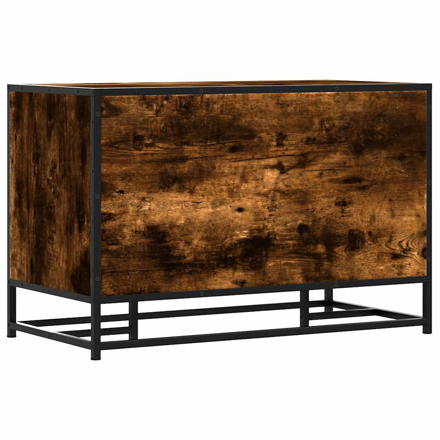 Schoenenbank 80x40x53,5 cm bewerkt hout en metaal gerookt eiken