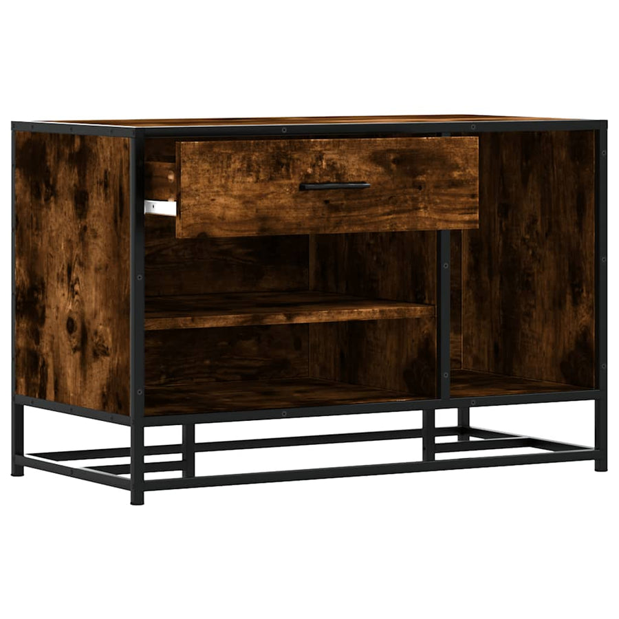 Schoenenbank 80x40x53,5 cm bewerkt hout en metaal gerookt eiken