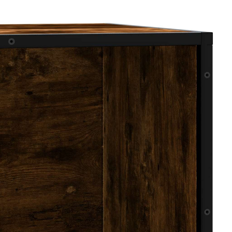 Schoenenbank 80x40x53,5 cm bewerkt hout en metaal gerookt eiken