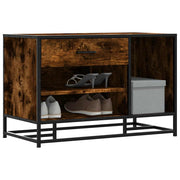 Schoenenbank 80x40x53,5 cm bewerkt hout metaal gerookt eiken