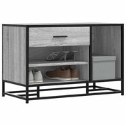 Schoenenbank 80x40x53,5 cm bewerkt hout metaal grijs