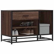 Schoenenbank 80x40x53,5 cm bewerkt hout metaal bruin eiken