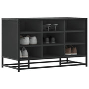 Schoenenbank 84x40x53,5 cm bewerkt hout metaal zwart