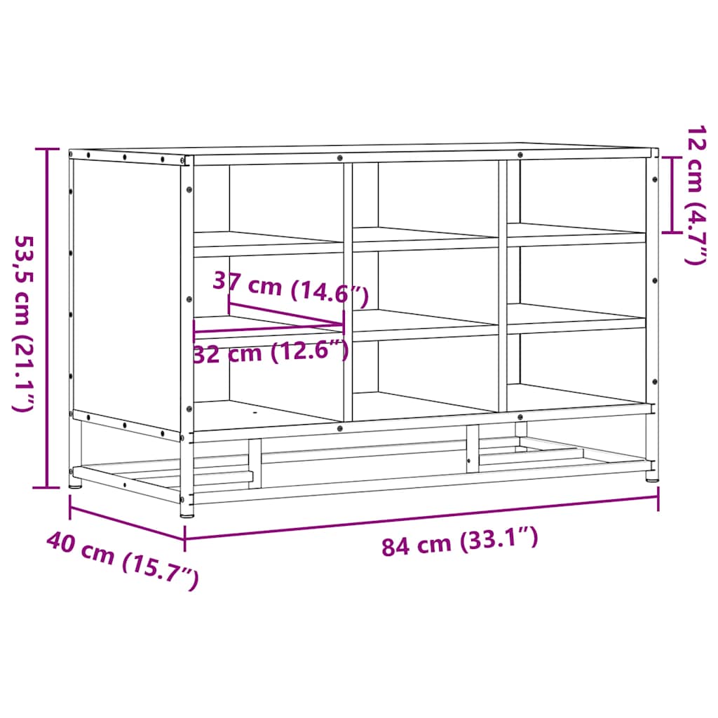 Schoenenbank 84x40x53,5 cm bewerkt hout en metaal sonoma eiken
