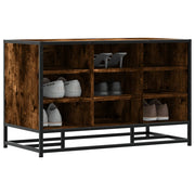 Schoenenbank 84x40x53,5 cm bewerkt hout metaal gerookt eiken