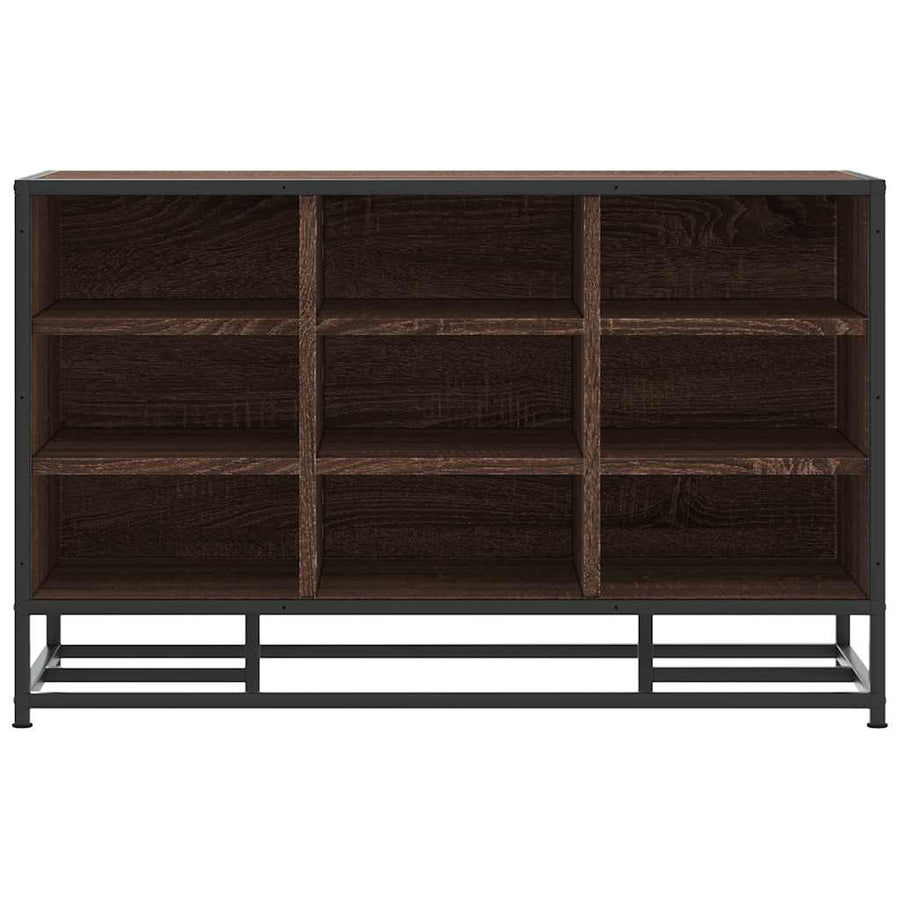 Schoenenbank 84x40x53,5 cm bewerkt hout en metaal bruin eiken