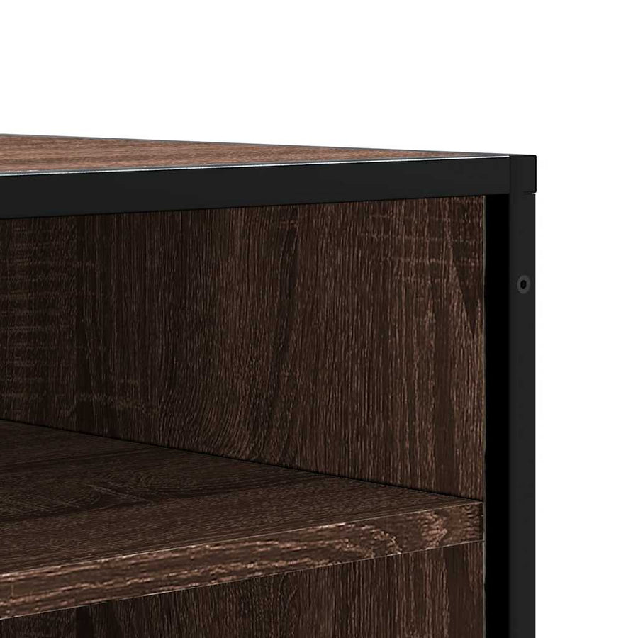 Schoenenbank 84x40x53,5 cm bewerkt hout en metaal bruin eiken