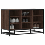 Schoenenbank 84x40x53,5 cm bewerkt hout metaal bruin eiken