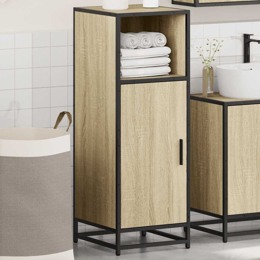 Badkamerkast 35x37,5x100 cm bewerkt hout sonoma eikenkleurig