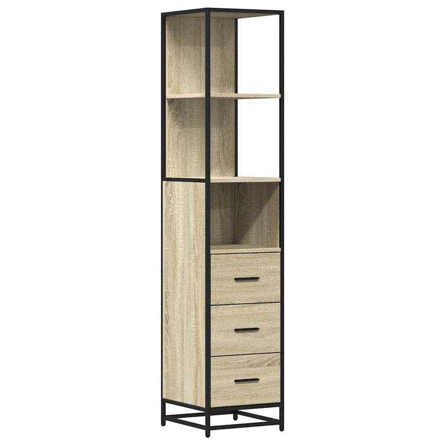 Badkamerkast 35x37,5x166 cm bewerkt hout sonoma eikenkleurig