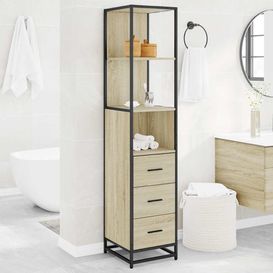 Badkamerkast 35x37,5x166 cm bewerkt hout sonoma eikenkleurig