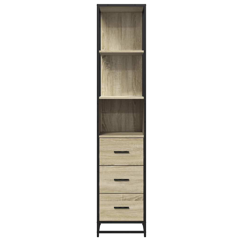 Badkamerkast 35x37,5x166 cm bewerkt hout sonoma eikenkleurig