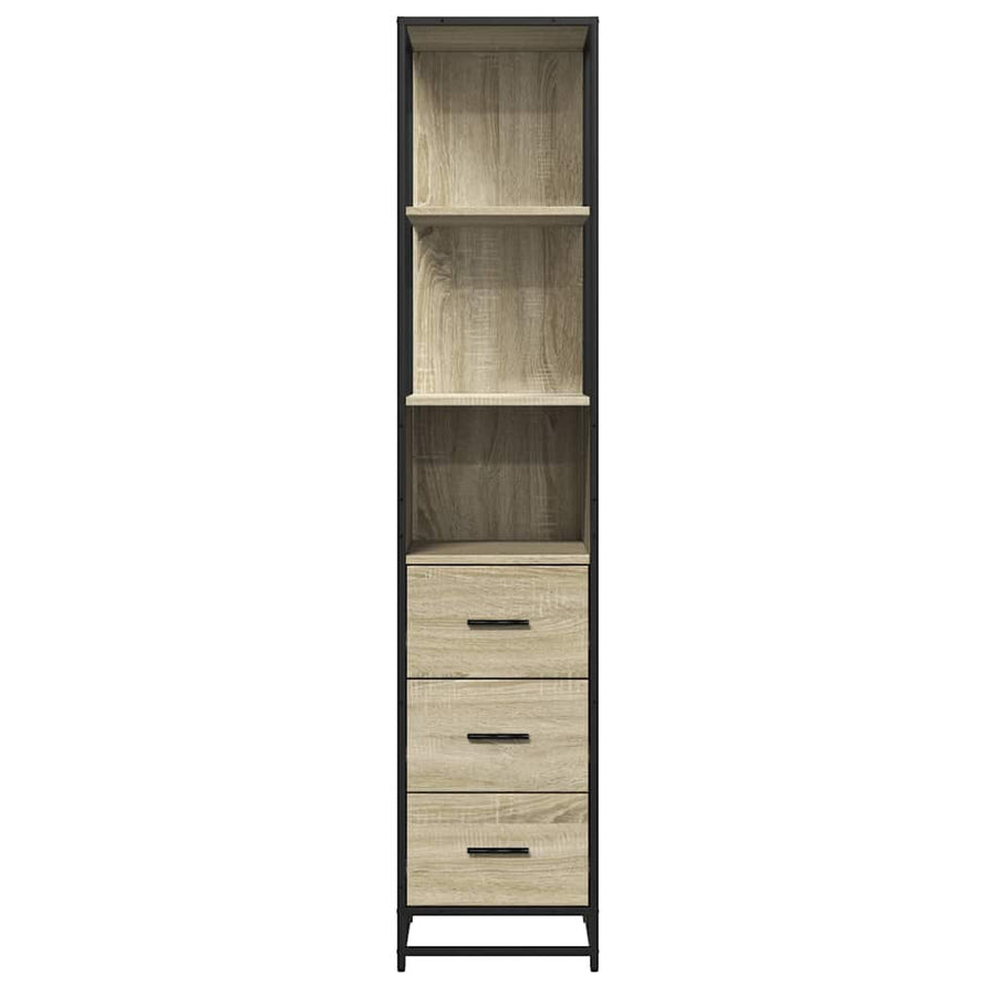 Badkamerkast 35x37,5x166 cm bewerkt hout sonoma eikenkleurig