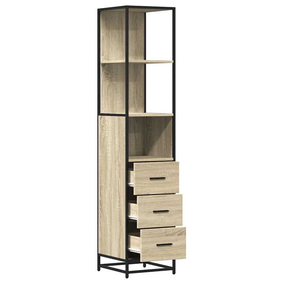 Badkamerkast 35x37,5x166 cm bewerkt hout sonoma eikenkleurig