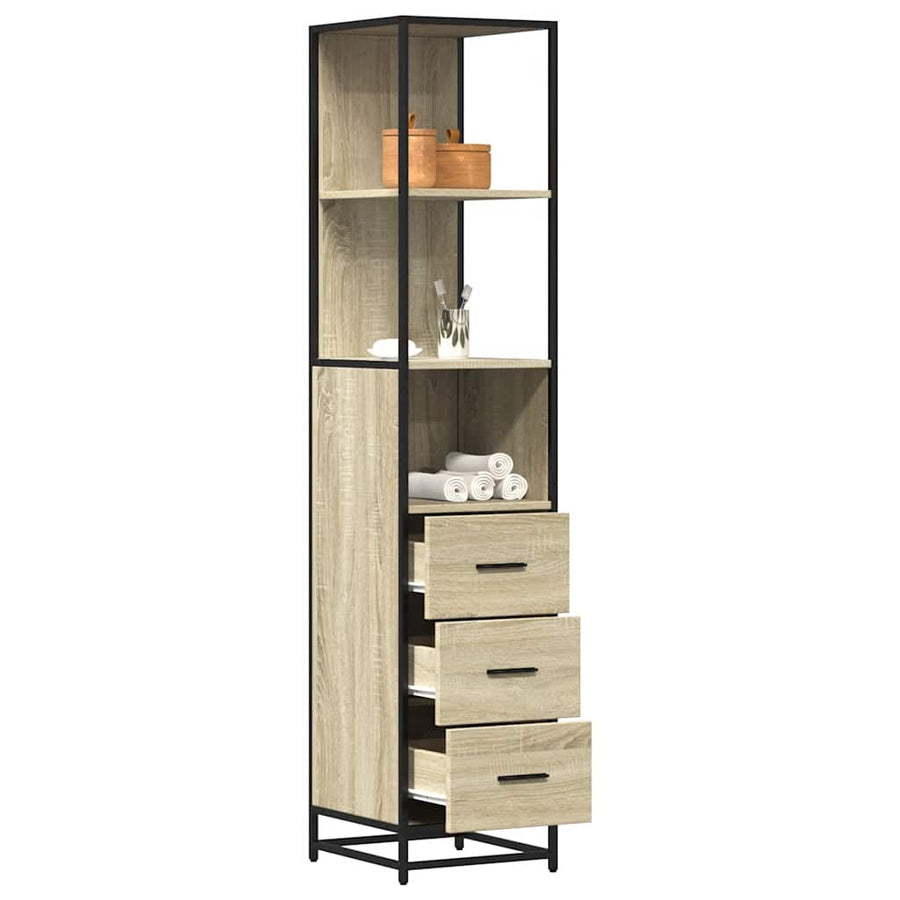 Badkamerkast 35x37,5x166 cm bewerkt hout sonoma eikenkleurig