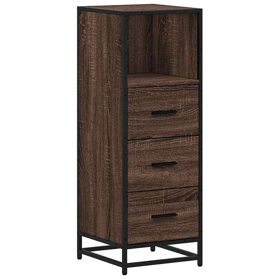 Badkamerkast 35x37,5x100 cm bewerkt hout bruin eikenkleur