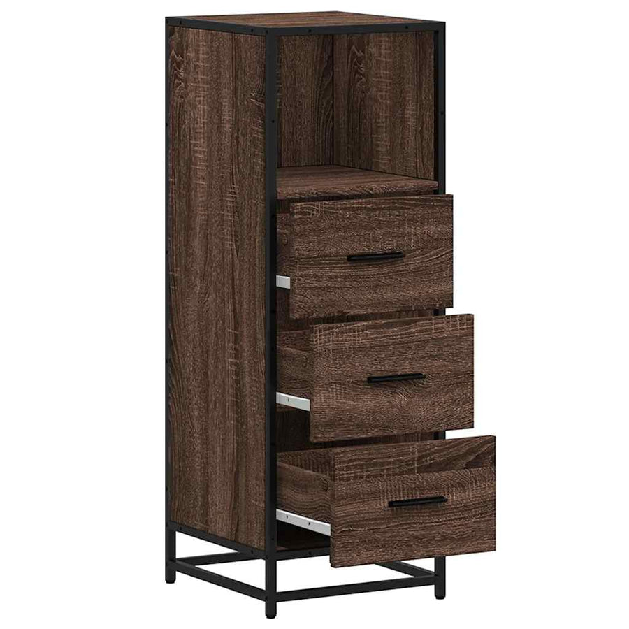 Badkamerkast 35x37,5x100 cm bewerkt hout bruin eikenkleur