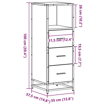 Badkamerkast 35x37,5x100 cm bewerkt hout bruin eikenkleur