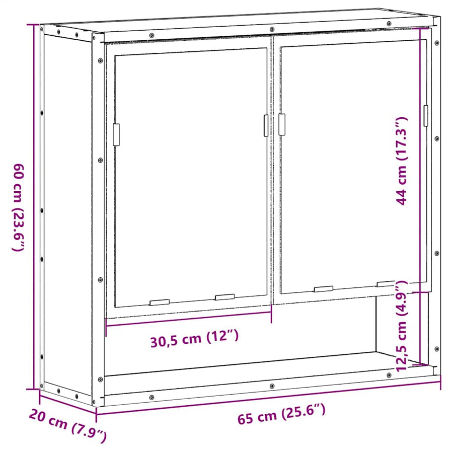 Badkamerspiegelkast 65x20x60 cm bewerkt hout sonoma eikenkleur