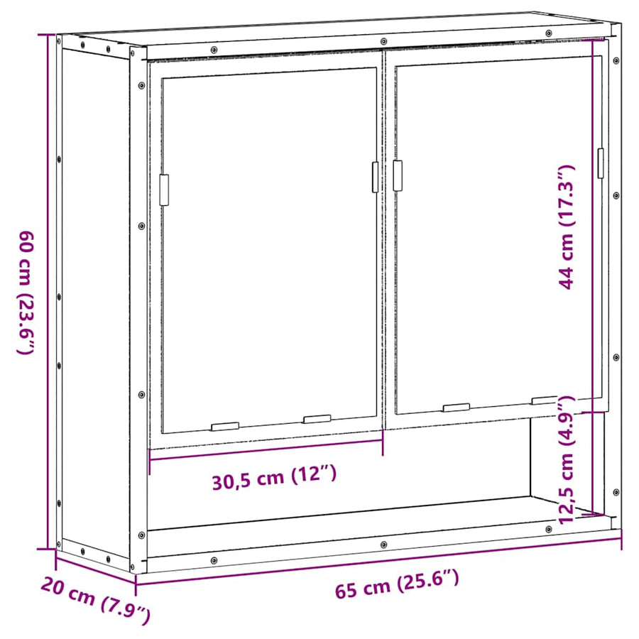 Badkamerspiegelkast 65x20x60 cm bewerkt hout gerookt eikenkleur