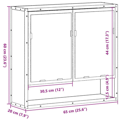 Badkamerspiegelkast 65x20x60 cm bewerkt hout grijs sonoma eiken