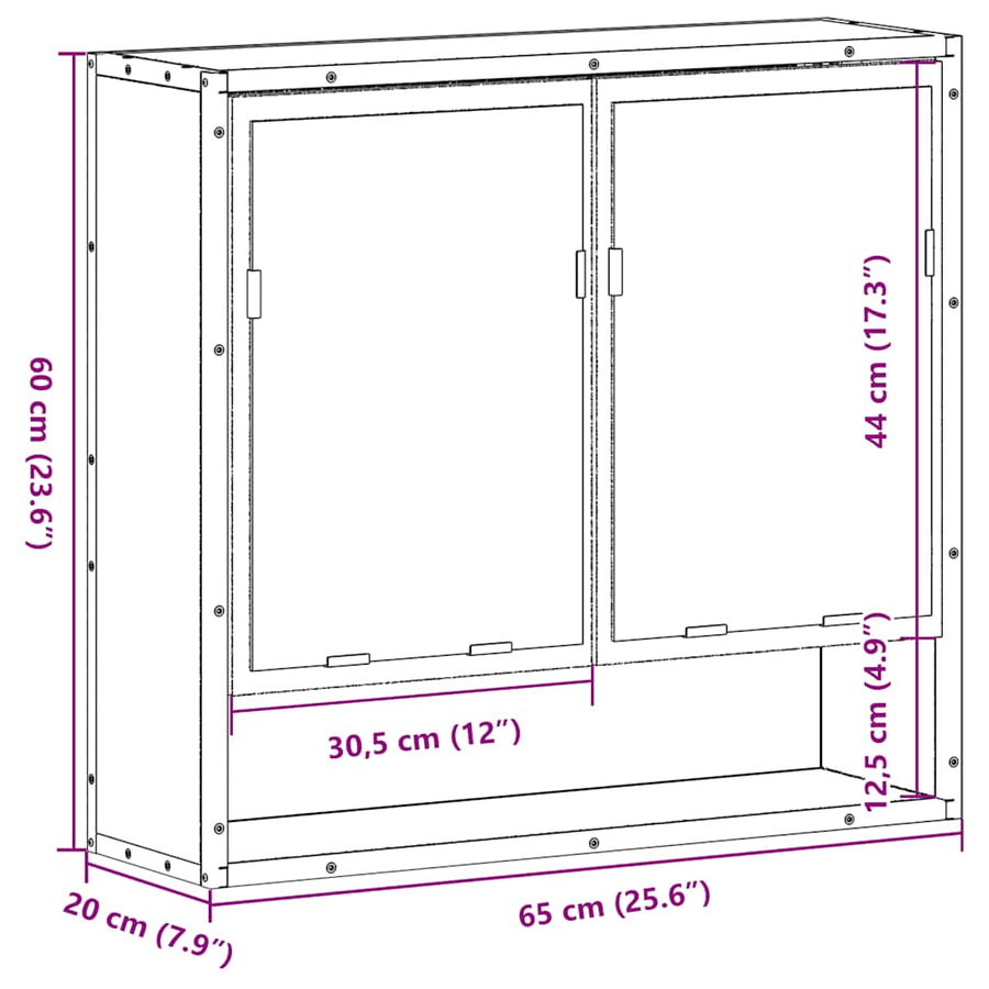 Badkamerspiegelkast 65x20x60 cm bewerkt hout grijs sonoma eiken