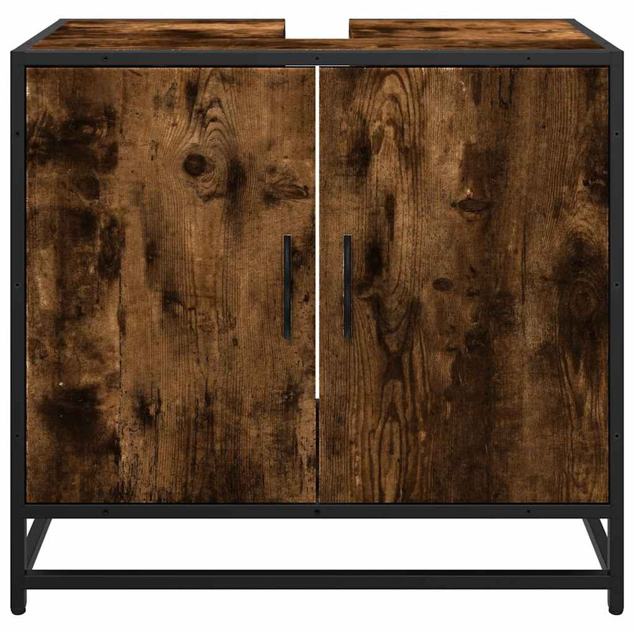 Wastafelkast 65x33x60 cm bewerkt hout gerookt eikenkleurig
