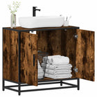 Wastafelkast 65x33x60 cm bewerkt hout metaal