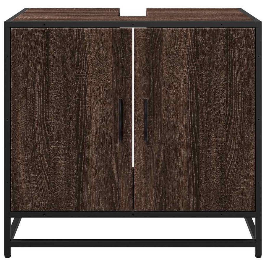 Wastafelkast 65x33x60 cm bewerkt hout bruin eikenkleur